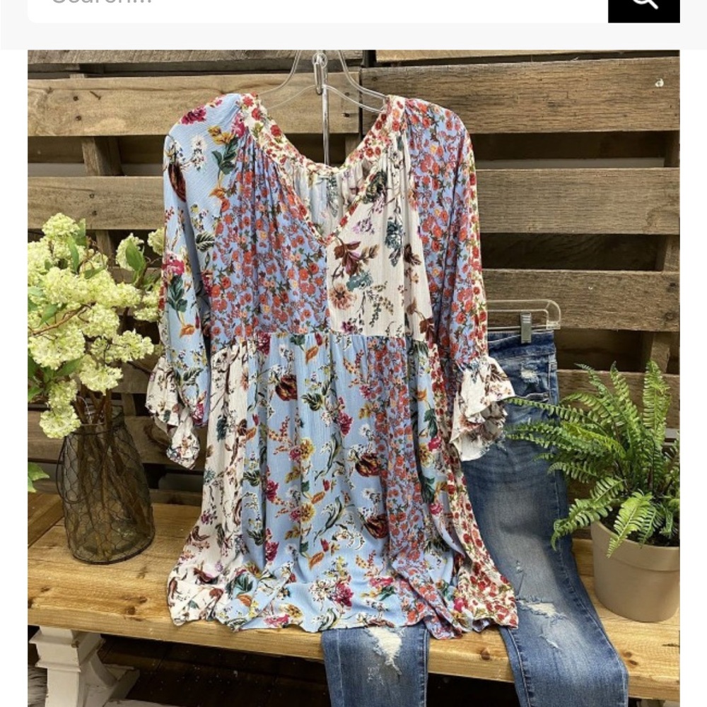 Boho peasant blouse size 2x silky tunic nwot just tried on